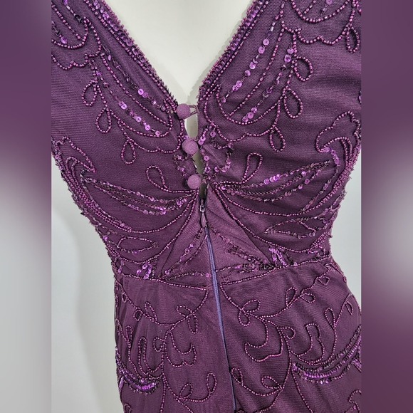 Adrianna Papell platinum evening gown merlot purple bridal women's size 12 - Picture 7 of 16